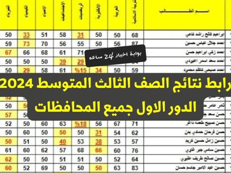الموعد الرسمي لظهور نتائج الصف الثالث المتوسط الدور الأول في العراق عبر منصة نتائجنا 2024
